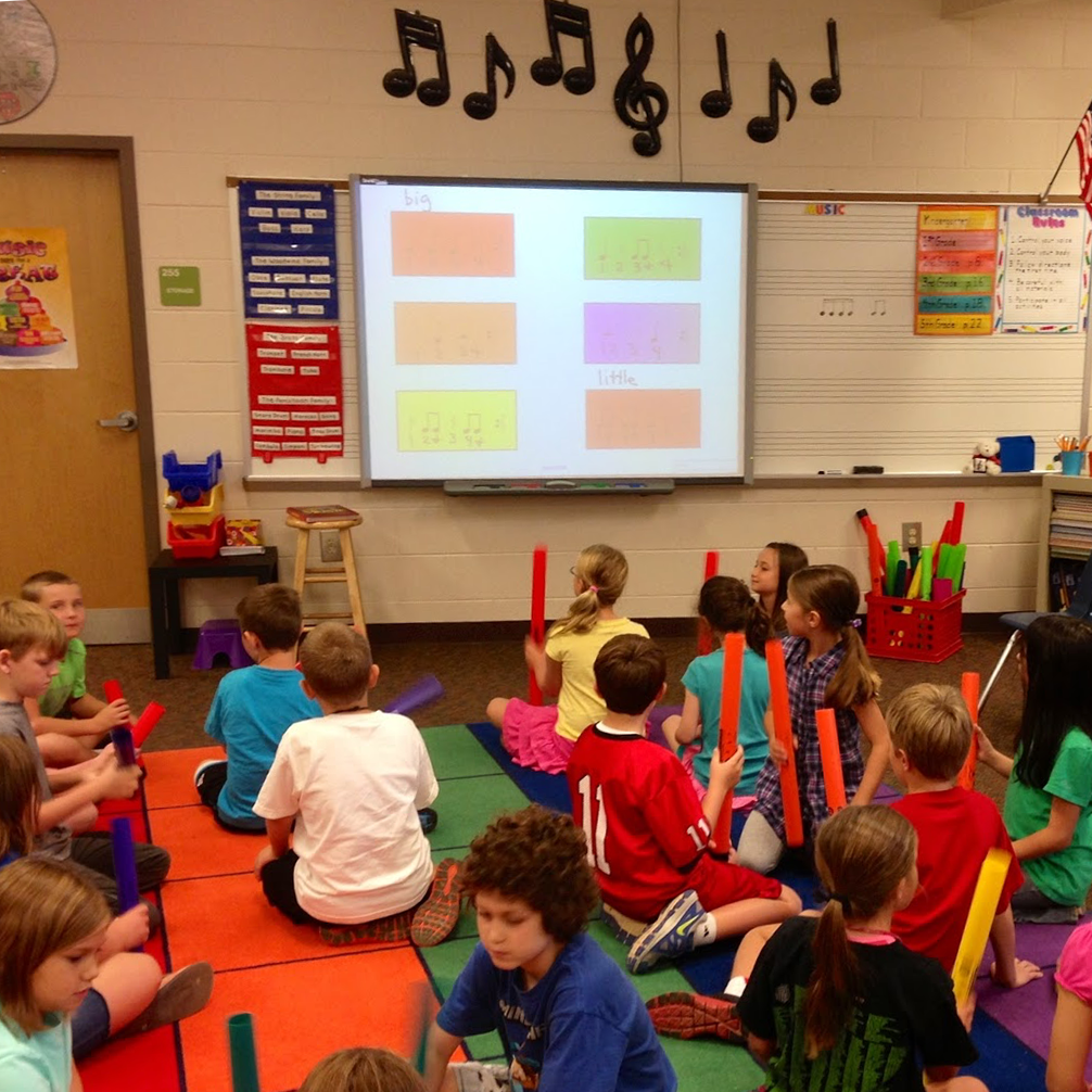 Kids Playing Boomwhackers with Screen